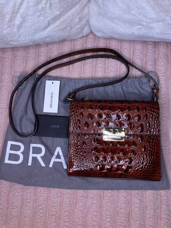 Brahmin Rare Manhattan Pecan Crossbody Bag - Picture 8 of 11
